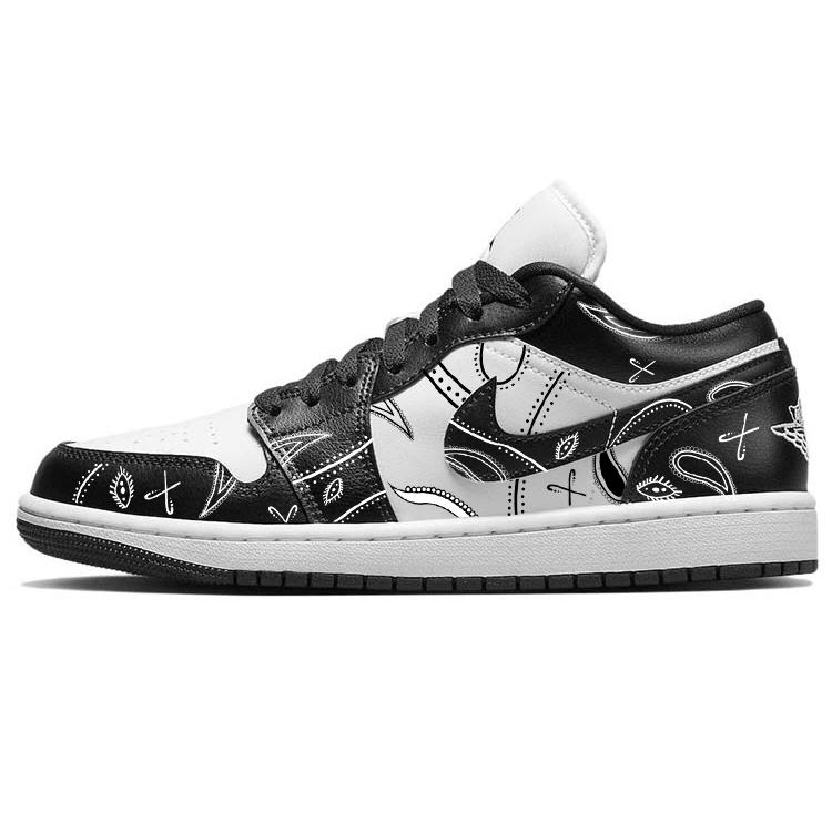 

Jordan Air Jordan 1 Cushioning Slip Resistant Low top Vintage Basketball Shoes Women s Black White DC0774-101(Team366-) 36.5