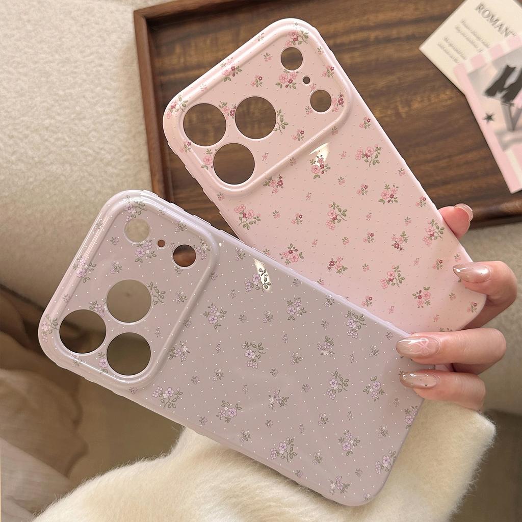 Custodia per cellulare a pois floreali con mela 17promax Adatta per iPhone 16 14 13 Set morbidi di alto valore
