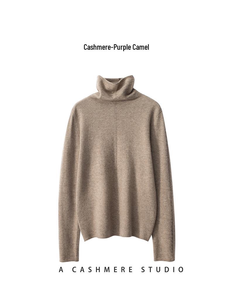 Women's High Neck Cashmere Sweater - Stylish Wheat Ear Knit for Autumn/Winter.
