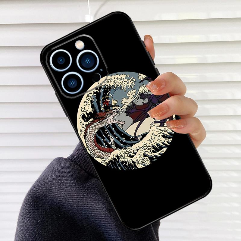 

Japanese Wave Anime Dragon Phone Case For iPhone 17 16 15 14 11 12 13 Pro Max Mini 15 16 Plus 16e 17Air Cover Fundas iPhone 16