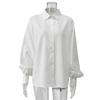Blusa da Donna Vintage Elegante con Maniche a Bolle e Scollo a V Top Casual per il Lavoro