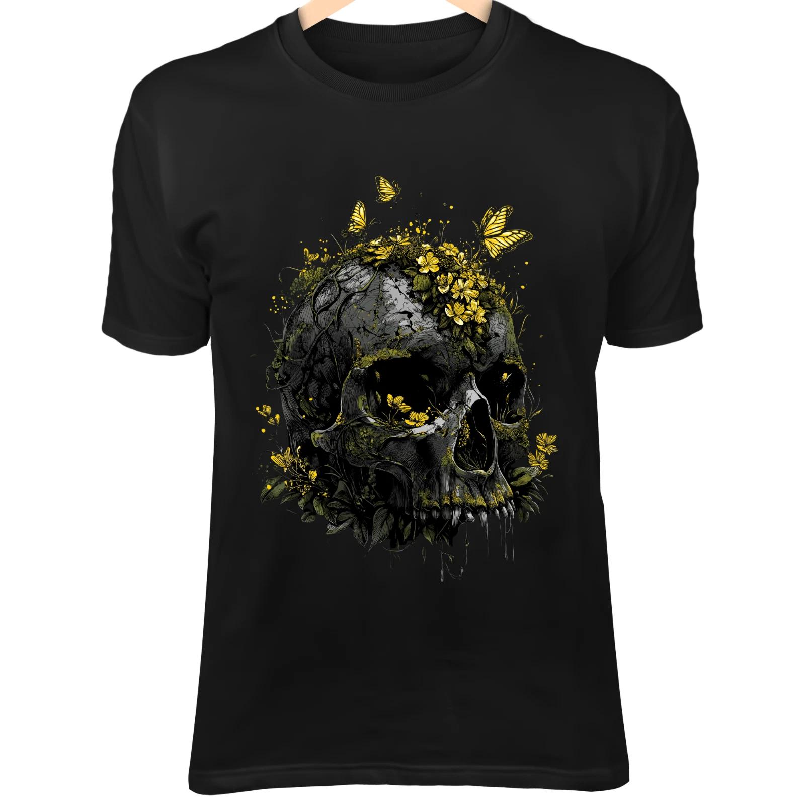 

Mystical Skull Nature Art - Moss, Vines, Wildflowers & Glowing Butterflies L
