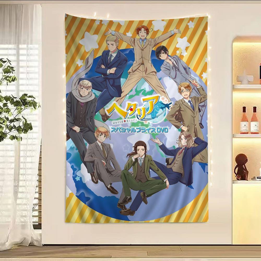 Hetalia World Stars Anime Tapestry Hippie Flower Wall Carpets Dorm Decor Wall Hanging Home Decor