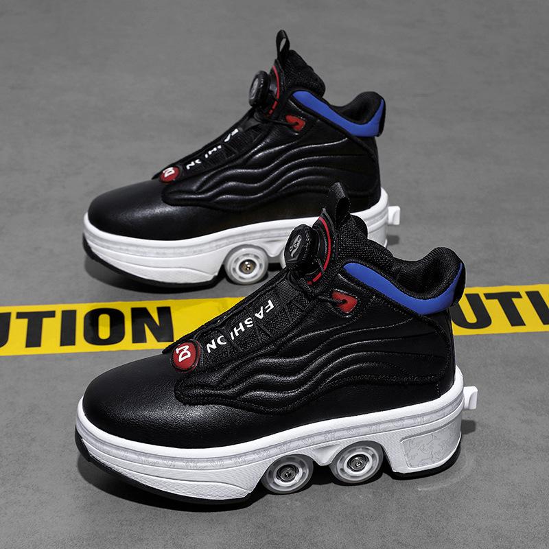 

Взуття-ролики на великих чотириколісних роликах для хлопчиків і дівчаток, жіночі, студентські, з колесами, що деформуються з автоматичним втягуванням одним натисканням 39