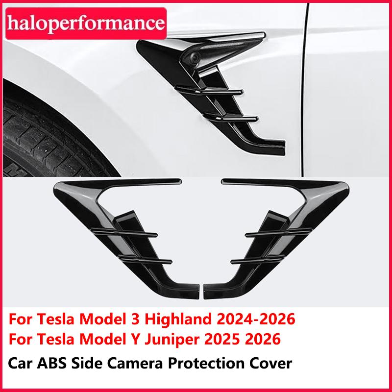 Model Y Juniper 2025 2026 Car ABS Side Camera Protection Cover Kit Decoration for Tesla Model 3 Highland Accessories 2PCS/Set