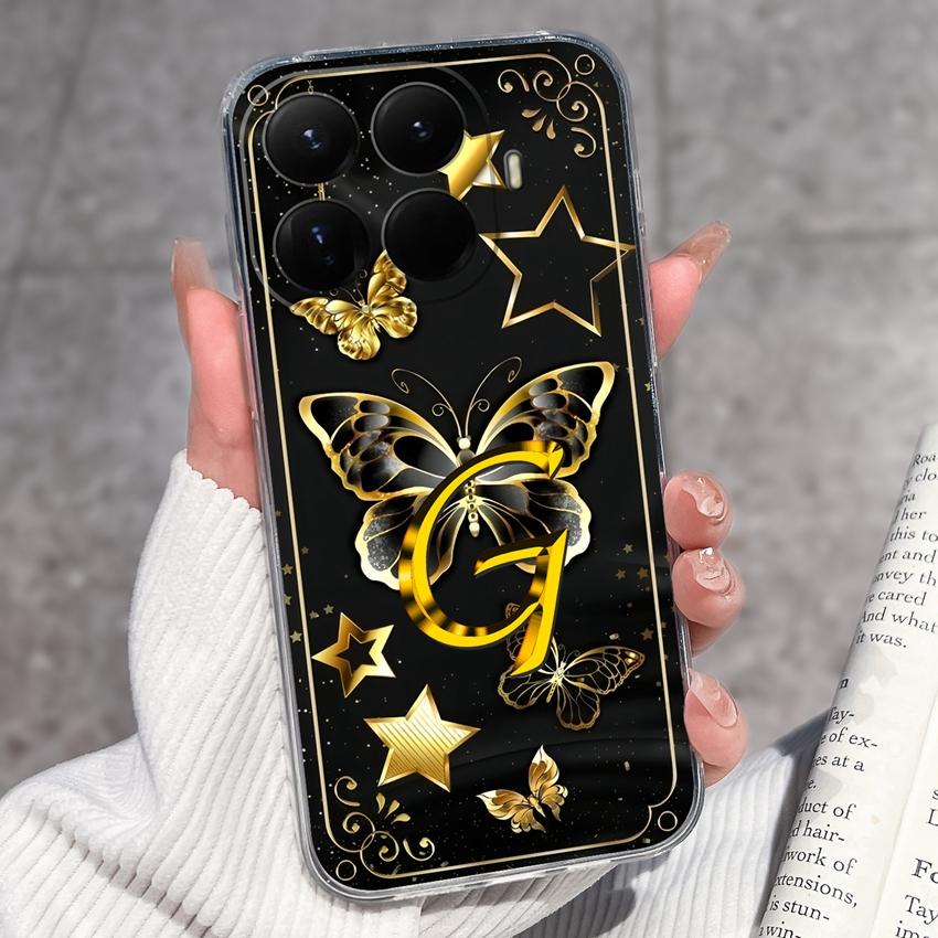 Für Xiaomi 15T 14T 12T 15 14 13 12 Pro 12X 12S 5G Wunderschöne Schmetterlingsbuchstaben Handyhüllen Transparentes Silikon Rutschfeste Rückseitenabdeckungen Für Xiaomi Hülle