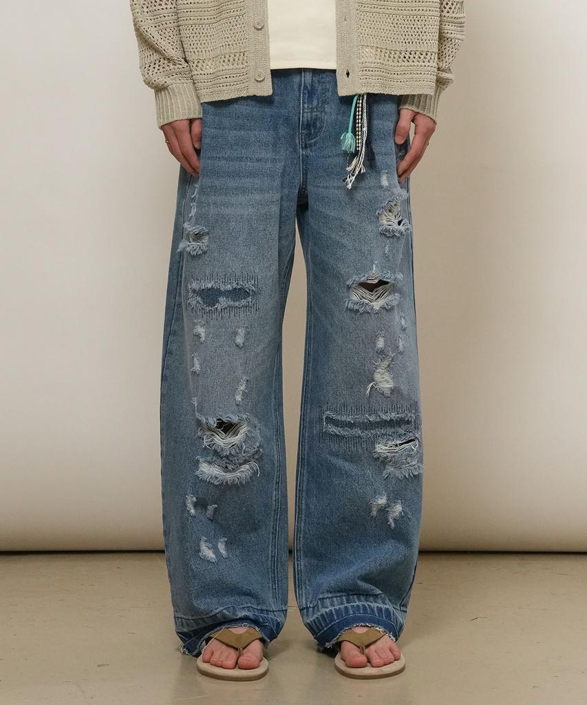 GENERALIDEA Man Distressed Denim Pants [Blue] / Gf1Mpt015