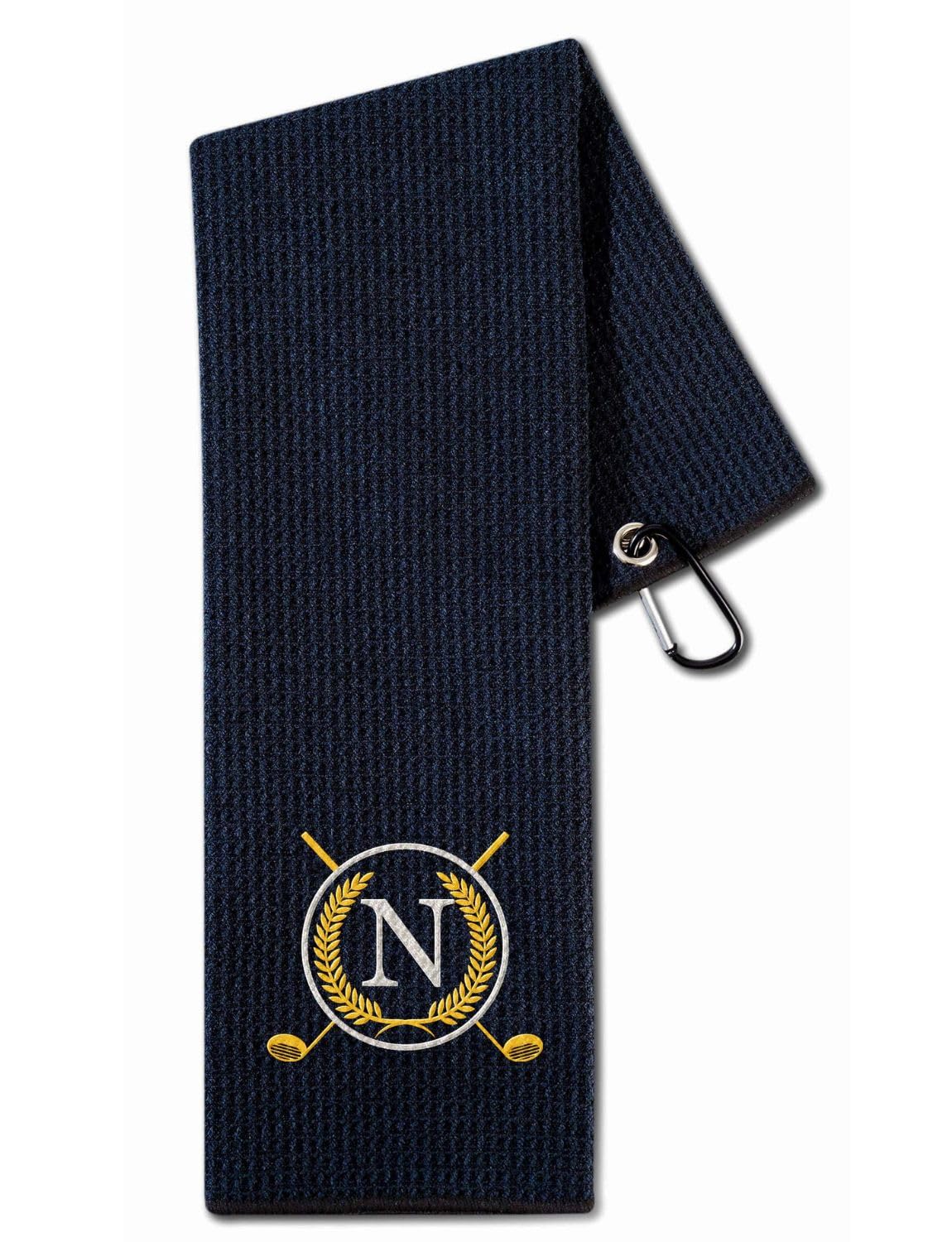 

CybGene Golf Towel Gift Monogram Microfiber Golf Towel for Golf Initial N Bag, Retirement, Birthday, Christmas,