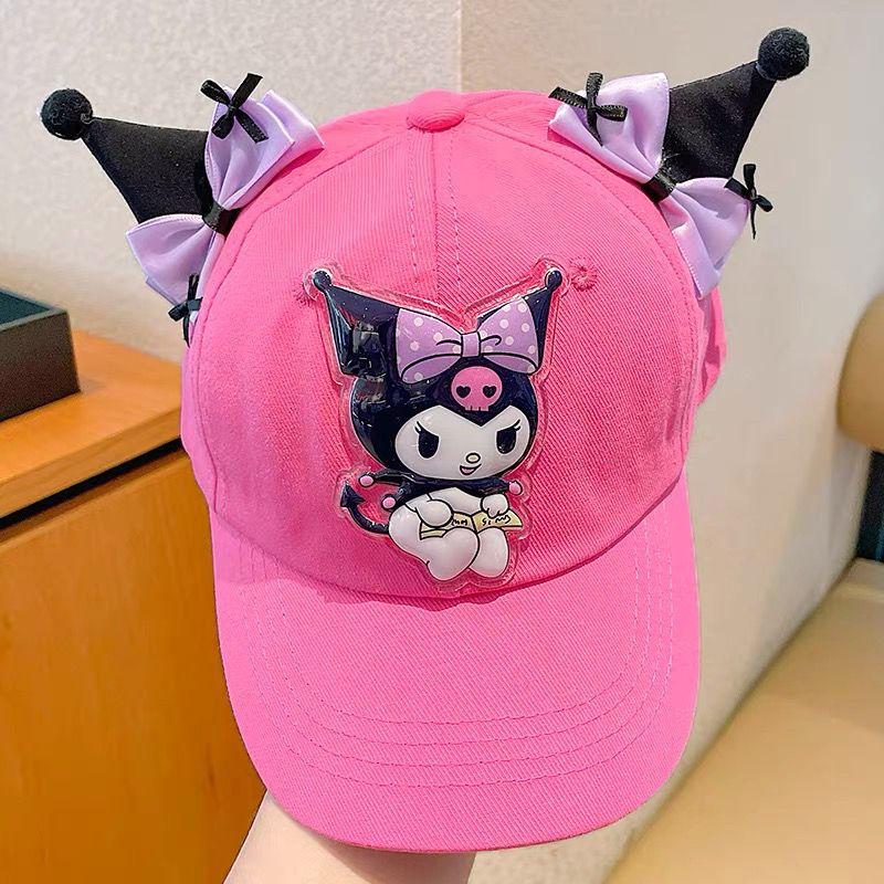 New Sanrio Kids Cartoon Kuromi Sun Hat Adjustable Baseball Cap Summer Anti-UV Breathable Outdoor Hat for Girls