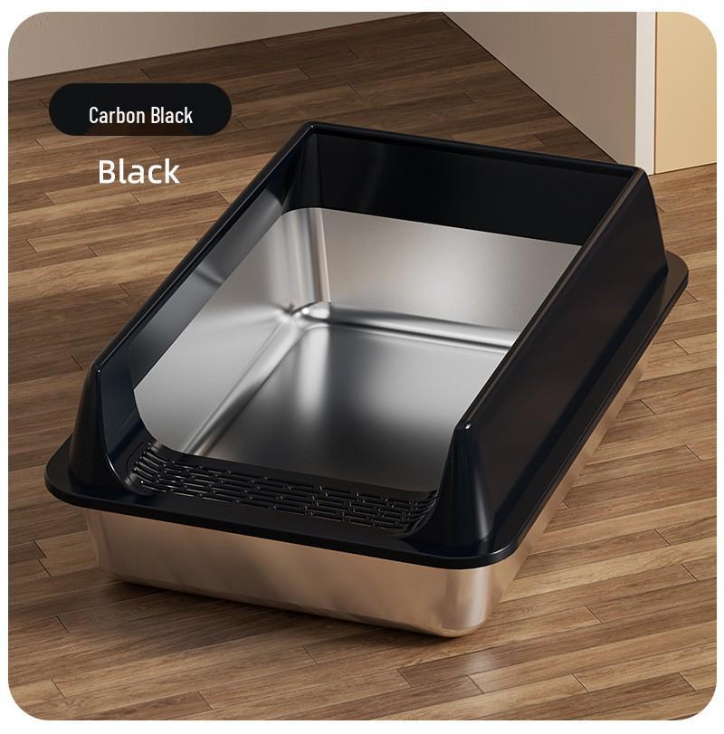 

Extra Large Stainless Steel Anti-Splash Cat Litter Box: Easy-Clean, Semi-Enclosed, Deep Design Medium (Base 7H-40*30*15)