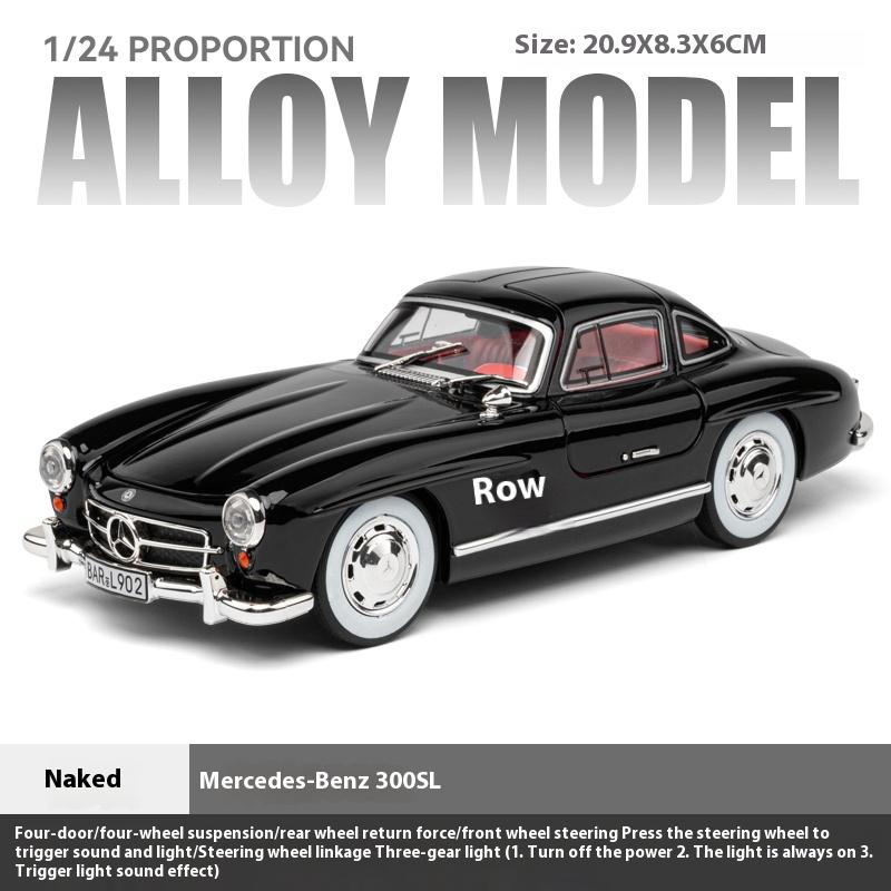 1/24 Scale Benz 300SL Classic Car Alloy Metal Diecast Car Model Sound & Light Collect Hobby Desktop Decorative Ornament Gift