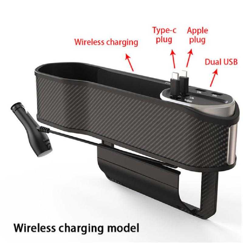 Car Seat Gap Storage Organizer With Wireless Charging For Iphone And Android