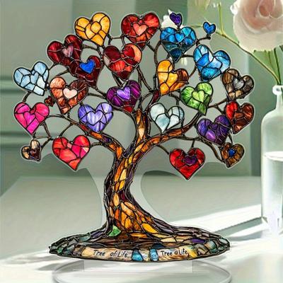 Heart Tree Ornament Desktop 2D plochá akrylová dekorace Multi-Color Love Hearts Tree