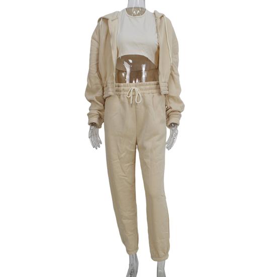 3 Piece Sweatsuits Set for Women Fleece Zip Up Hoodie Sweatshirt Tank Top Jogger Sweatpants Set Fall Casual Tracksuit Outfits