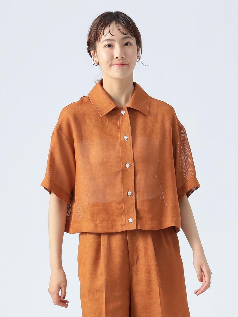 Beams Heart Mesh One Size Women's S/S Shirt, Camel,