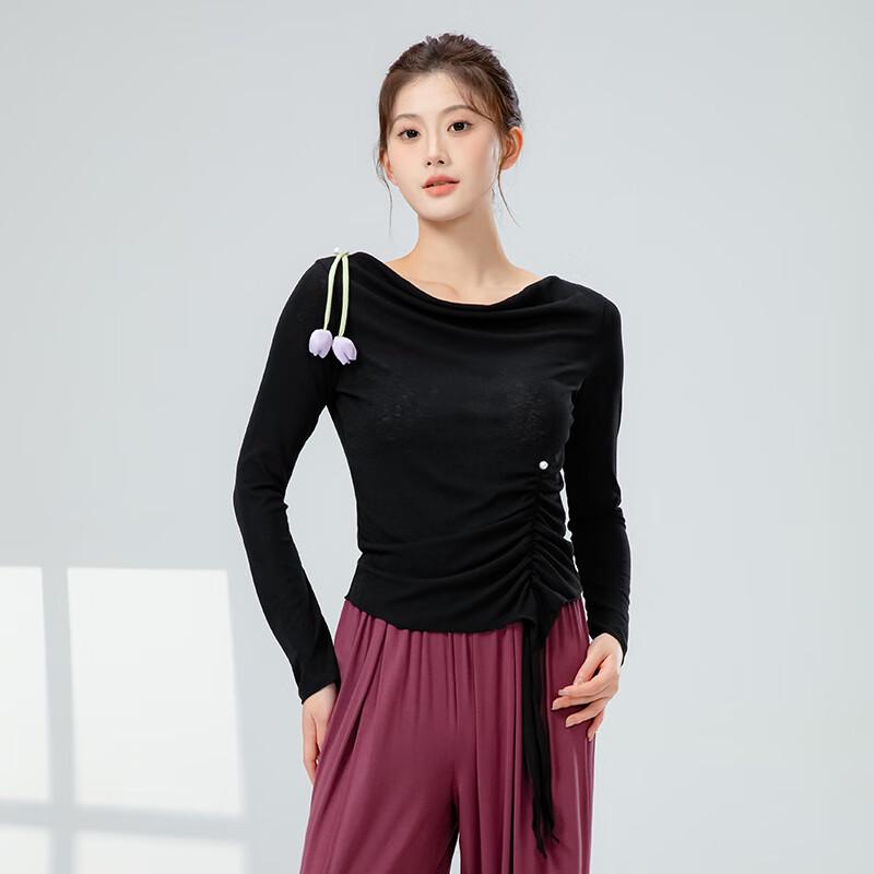 WEZHO French Draped Collar Dance Top