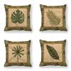 Green Leaf Print Chemical Fiber Pillow Cover 45x45cm American Country Style