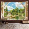 Window Sill Garden Beach View Large Tapestry Wall Hanging Bohemian Hippie Tapestry Room Aesthetic Living Room Home Decoration