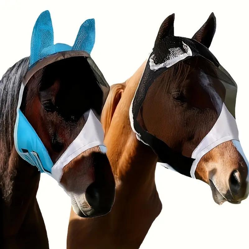 Breathable Mesh Horse Fly Mask with Ears - Mosquito-Proof and Comfortable.