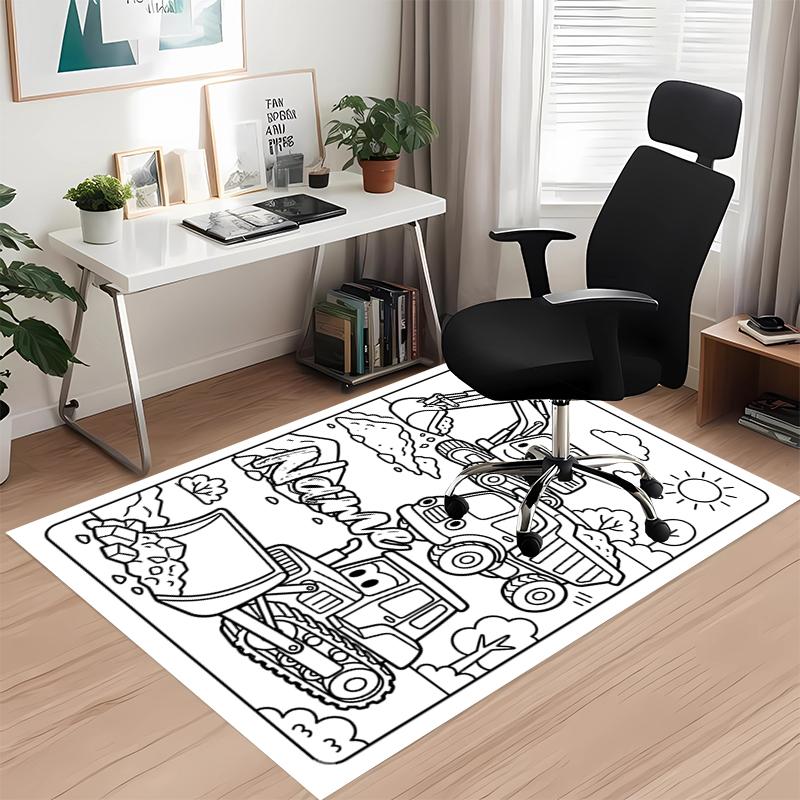 Custom Name Excavator Printed Carpet, for Office Chair Living Room Bedroom Kitchen Room Decor Gifts.