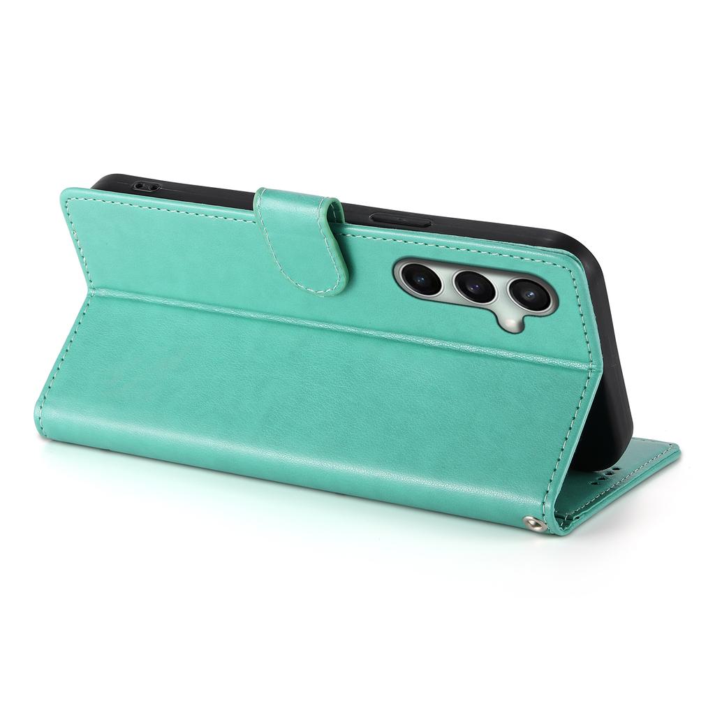 For Samsung Galaxy S25 FE Wallet Case Butterfly Floral Imprint PU Leather Phone Cover with Wrist Strap