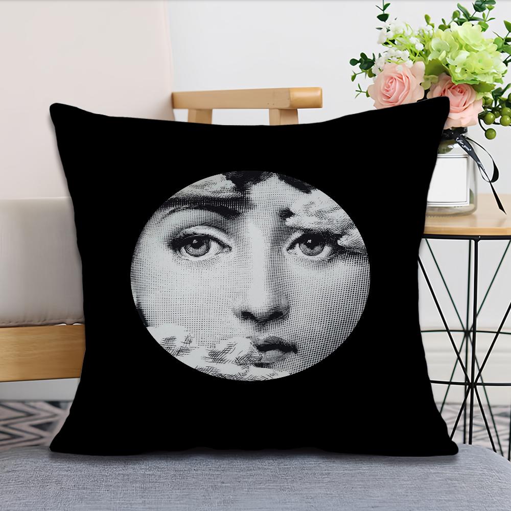 Art P-Piero Fornasetti Funny Girl Cushion Cover Pillow Case Square Cushion Room Bedroom Headboard Sofa Living Backrest Nap Time