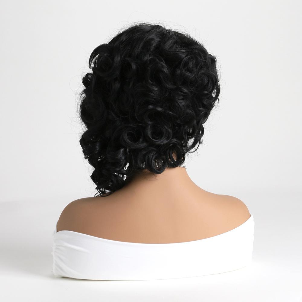 Women’s Afro Style Short Curly Wig Fashion Black Synthetic Full Cap Wig
