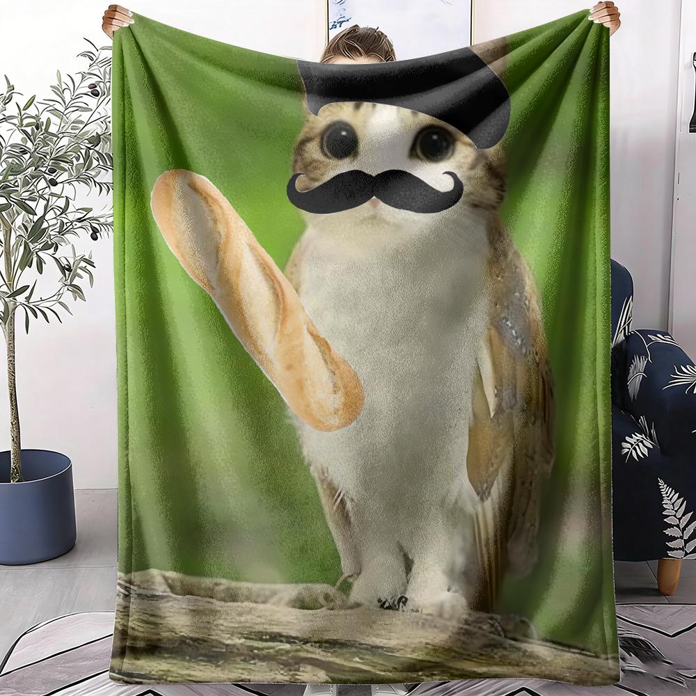GUOYU Blanket Internet Meowl Cat Owl Meme Throw Soft Flannel Throw Summer Blanket Lightweight Cozy Nap Blanket for Sofa Bed Travel