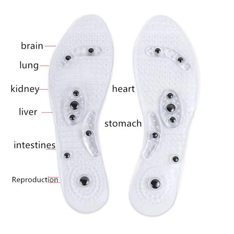 Pack of 8 Magnetic Massage Insoles, Soft PVC, Cuttable, Shock Absorbing, for Men & Women, Acupoint Foot Therapy