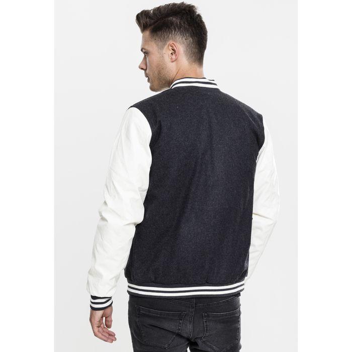 Veste Teddy - Urban Classics - Oldschool - Laine - Manches Simili Cuir - Ajustée