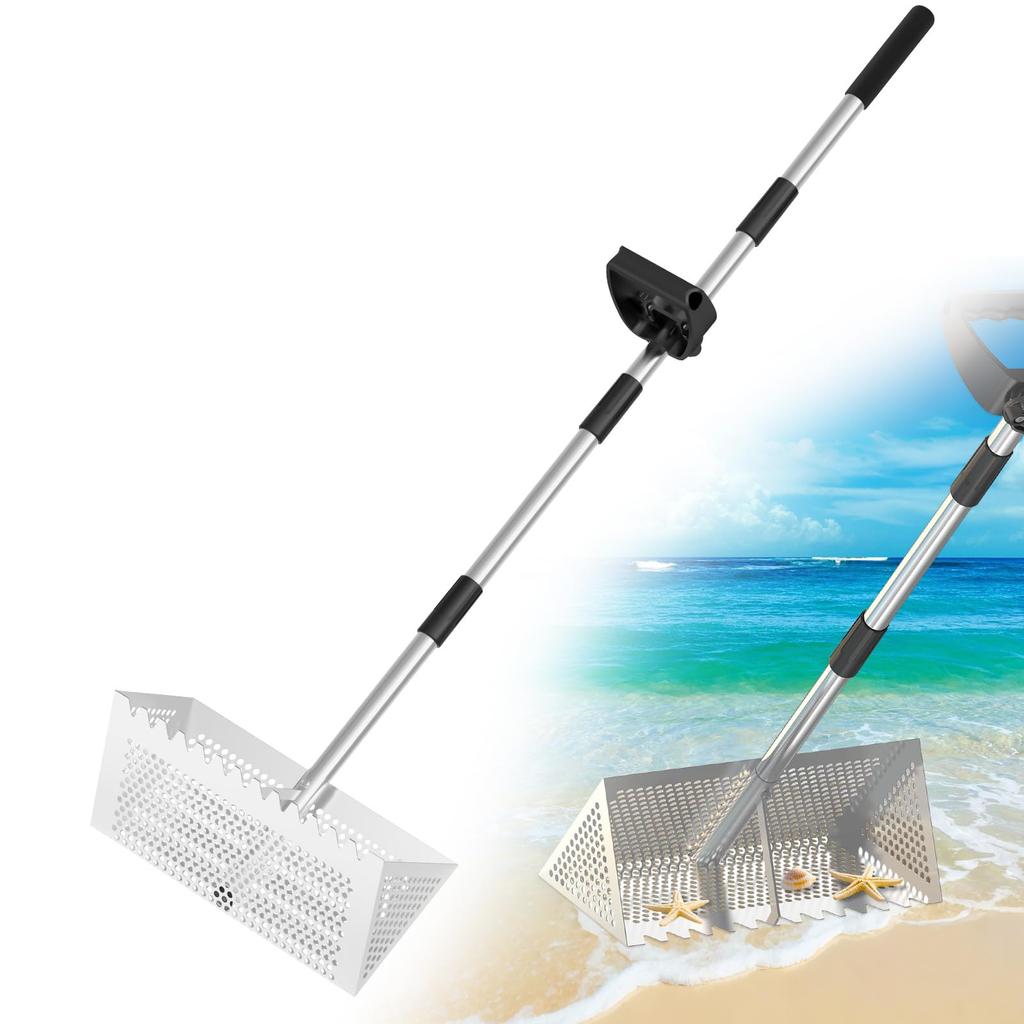 Ruční Písek Písek Filtr Písek Sift Nerezový Písek Písek Mořské Plody Moře Hrábě na Měkkýše a Stříbrné Hrábě, Hrábě, Hrábě, Dlouhé, Skládací, Ocel,