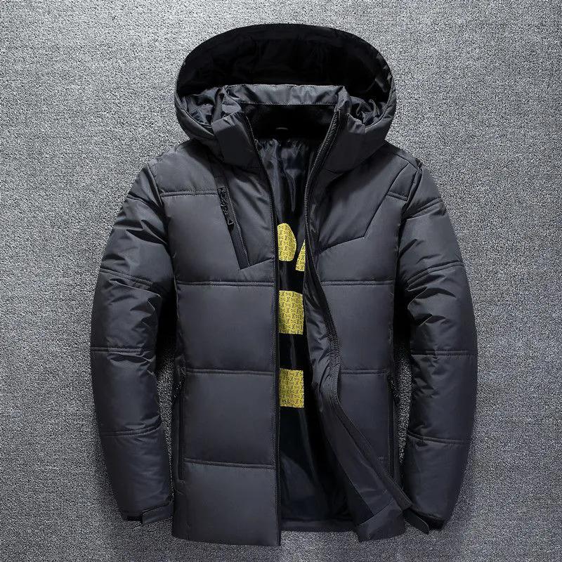 

WTEMPO Зимние теплые мужские куртки повседневные осенние пуховики с воротником-стойкой толстые белые утиные парки мужские зимние пуховики с капюшоном 4XL темно серый