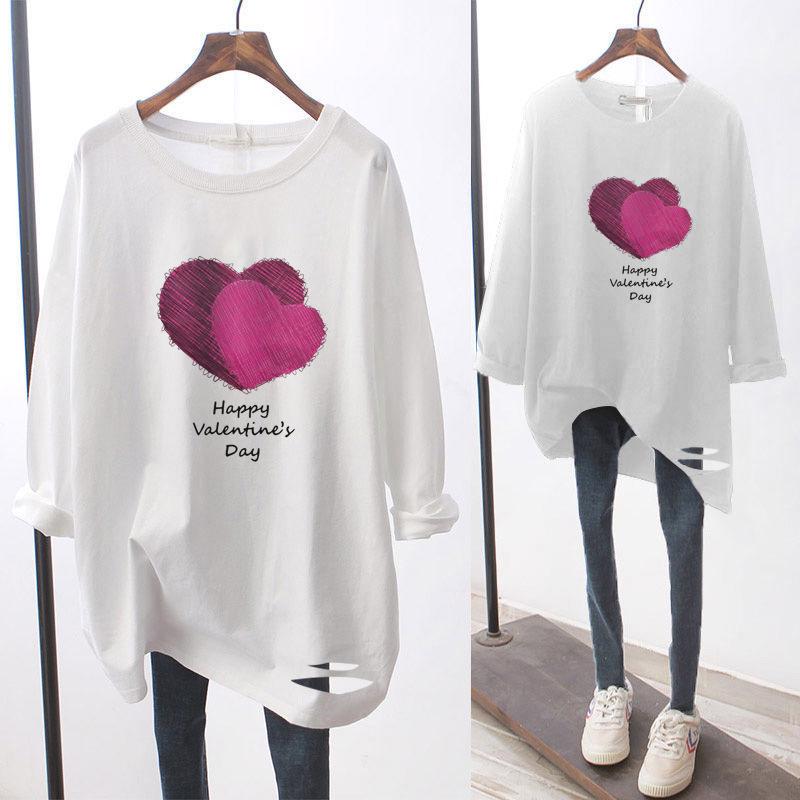 

Женская флисовая футболка с длинным рукавом свободного кроя большого размера с рваным декором для осени/зимы M (Recommended for 70-95 kg)