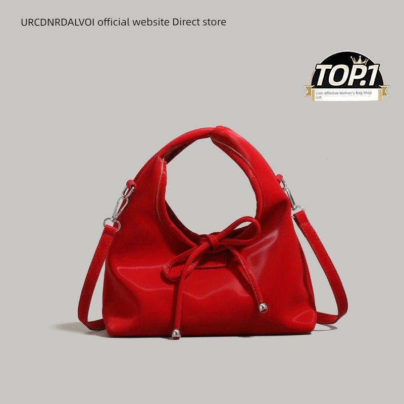 

Красная портативная сумка-ведро женская 2025 лето новая работа маленькая сумка для переноски большая вместимость сумка-мессенджер для поездок на работу Red