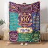 100Th Birthday Celebration Personalized Name Blankets Throws Suitable For Outdoor Use Camping Picnics Travel Sofas Pets Offices And Birthday Giftsd14