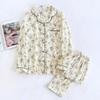 2026 Spring and Autumn Women's Pajama Set 100% Cotton Crepe Long Sleeved Pants Two Piece Cute and Sweet Home Fury Set Ladies