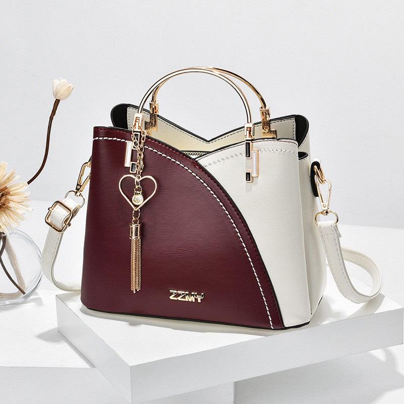 2025 Women's Trendy Korean Style Color Block Handbag, Large Capacity Single Shoulder Crossbody Bag