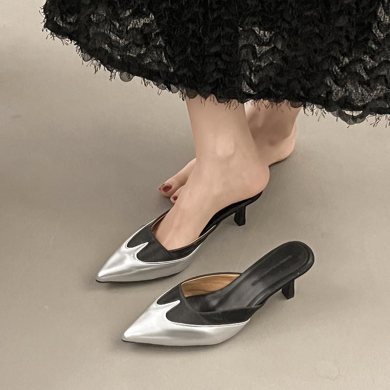 Fashion New Style Fashion Designer Transparent Baotou Roman Sandal Super High Heel Fashion Pointed Toe Light Mouth Color Block Flip Flop