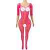 Sexy Open Crotch Bodystocking For Women Large Neckline Mesh Design See Through Lingerie Comfortable Nightwear Bodysuits