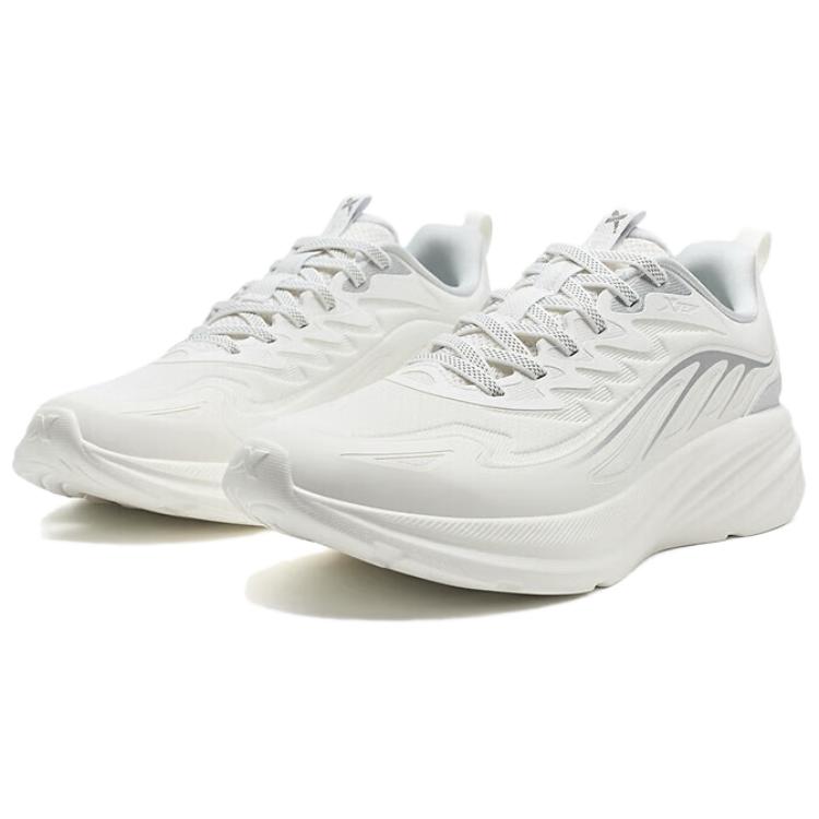 Xtep Simple Comfortable Shock Absorbing Lightweight Low Top Casual Running Shoes Women sneaker Sail-White Moonstone-Grey 975318110082-3