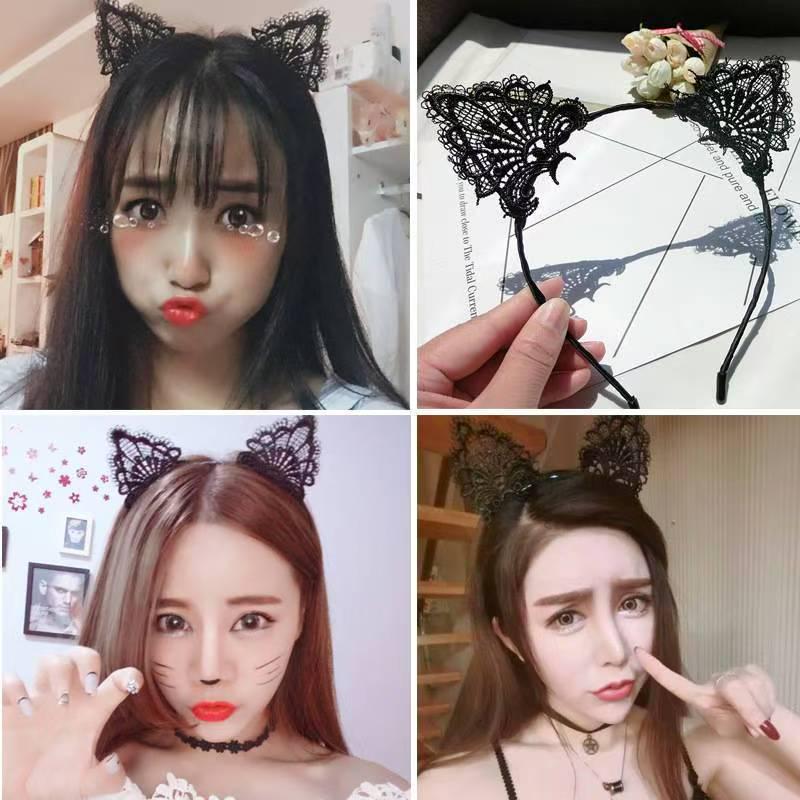 2026 Adorable Water Soluble Lace Cat Ear Thin Headband