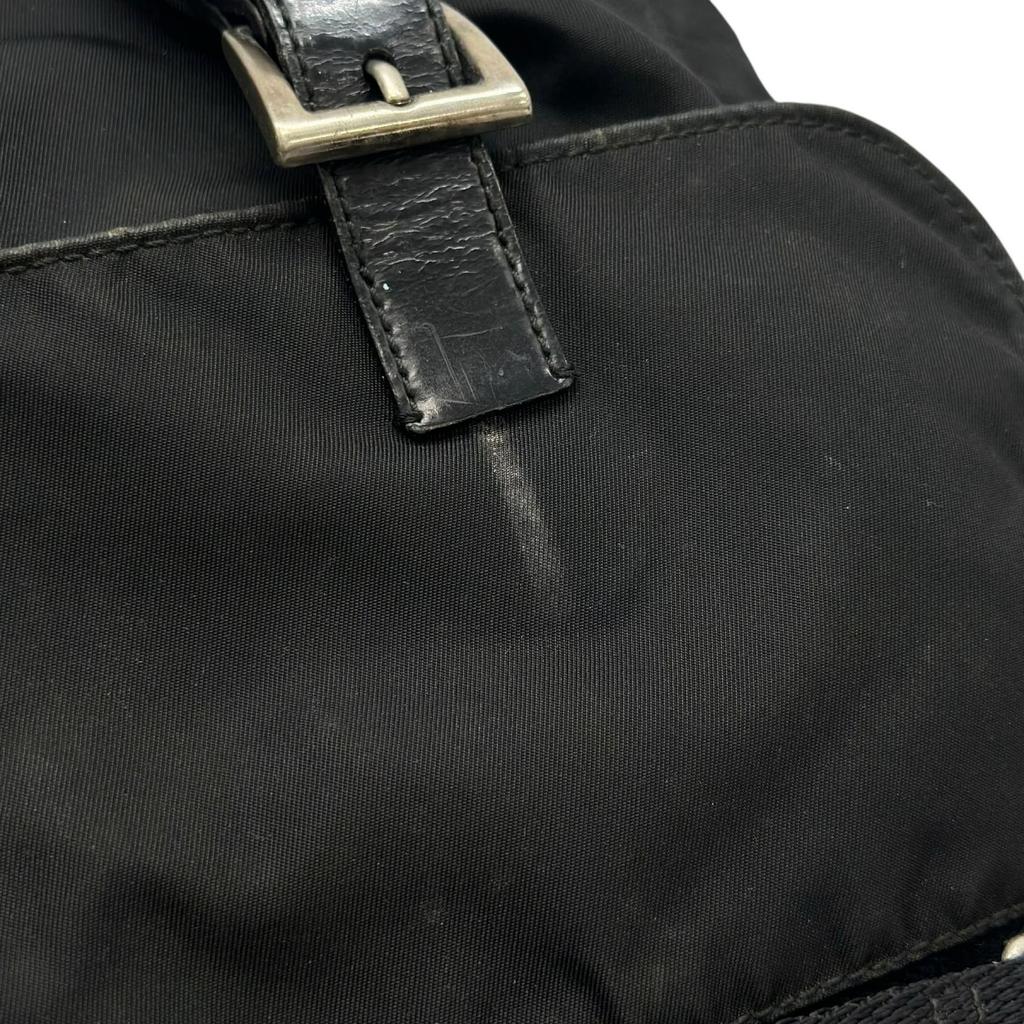 PRADA Triangle logo Shoulder Bag black unisex used