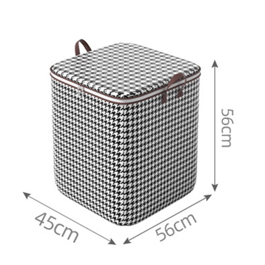 Houndstooth Storage Bags for Clothes Quilts 180L Non-Woven Fabric Foldable Moving Packing Storage Box with Handles