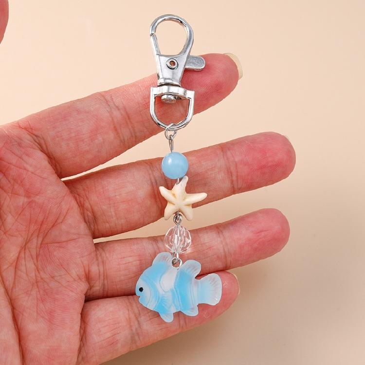 Vibrant Sea Creature Key Holder Creative Starfish Clownfish Design Resin Alloy Keyring For Everyday Use