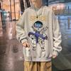 Hong Kong Style Men's Astronaut Long-Sleeve T-Shirt - Trendy, Versatile, Thin, Loose Fit for Autumn & Spring