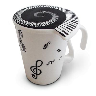Taza de cerámica con tapa de clave de sol