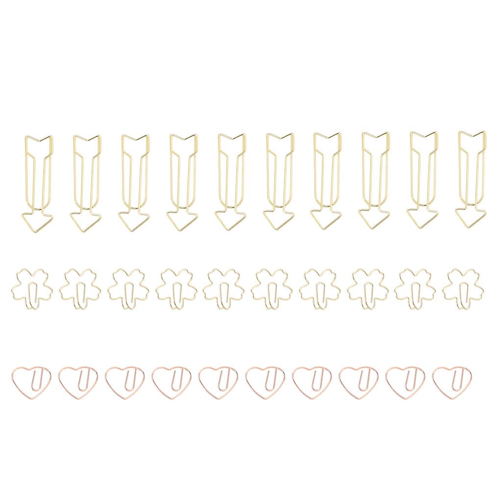 30Pcs Paper Clips Heart Arrow Shaped Cute Paperclip for Office School Student File Classifica