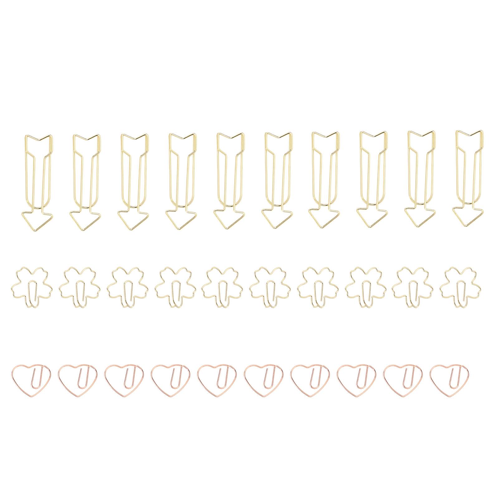 

30Pcs Paper Clips Sakura Heart Arrow Shaped Cute Paperclip for Office School Student File Classification