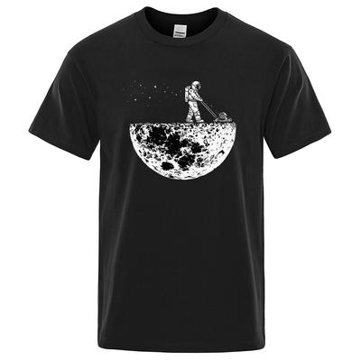 Summer Astronauts Cherish The Lunar Environment Funny Print T-Shirts Men Loose Clothing Cotton Summer Soft Tshirt Hip Hop Tees