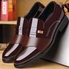 Processing Men's Glossy Leather Shoes Business Casual Dress Single Shoes Soft Sole Non-slip Middle-aged and Elderly Doudou Shoes